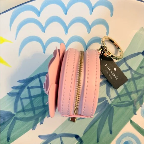 🌸💐KATE SPADE 3D FLORA FLOWER Rose COIN PURSE KEYCHAIN BAG CHARM ORIGINAL PKG - Picture 2 of 6